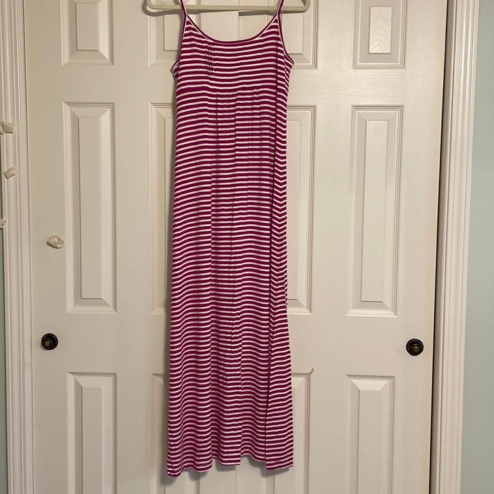 Calvin Klein pink strip maxi dress